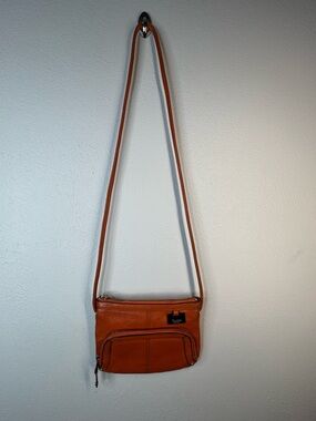 Tignanello Orange Pebbled Leather Crossbody Bag